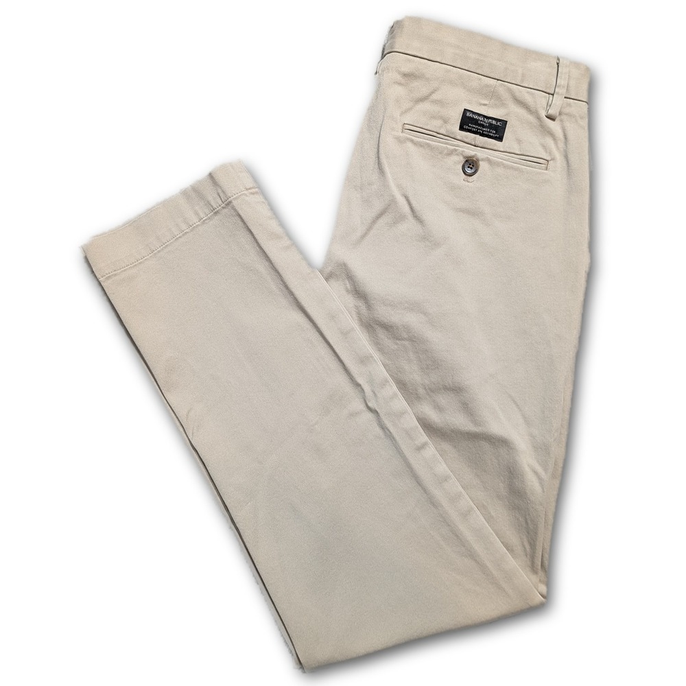 Banana Republic Rapid Movement Chino Mens 32x32 Pants Aiden Slim Fit Khaki
